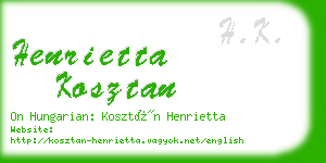 henrietta kosztan business card